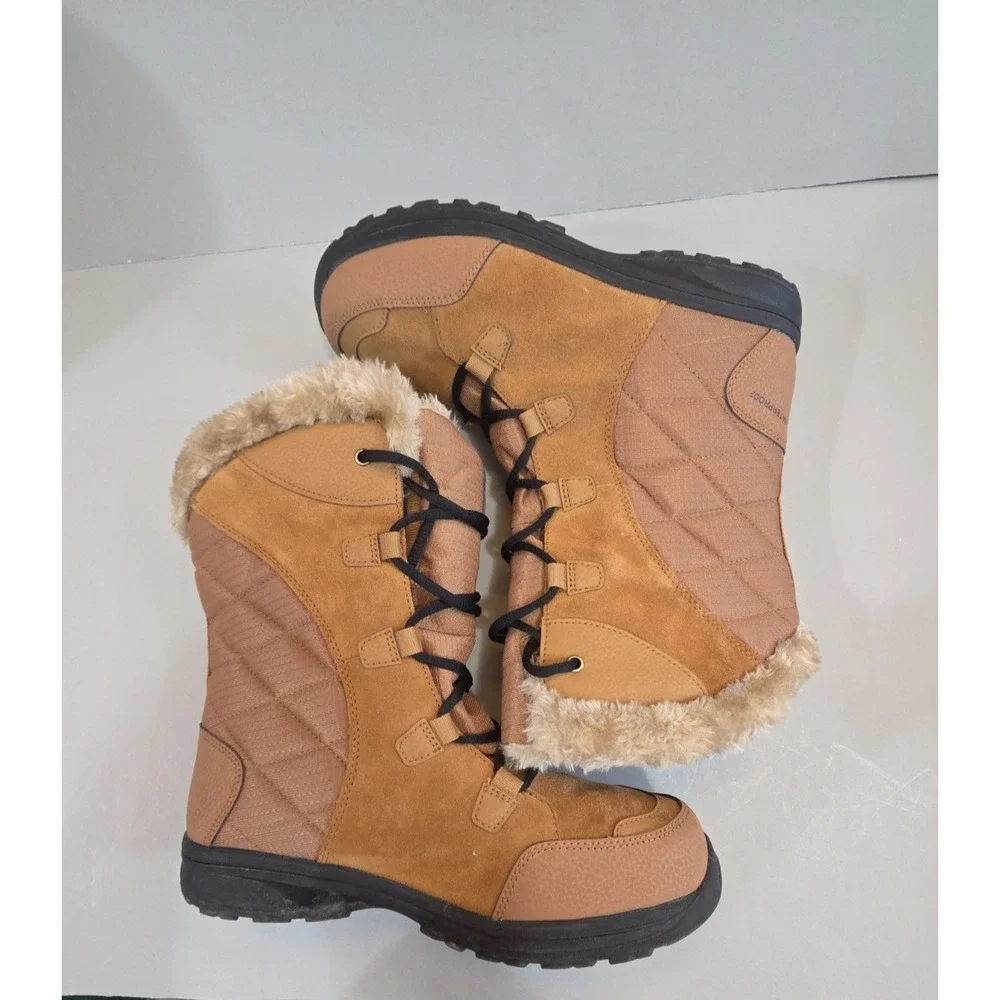 Columbia Boots Womens 10 Brown Ice Maiden II Waterproof Winter Lace Up Insulated